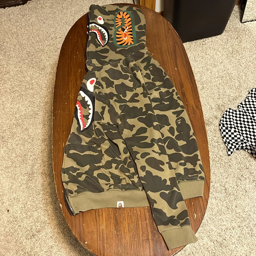 A Bathing Ape MGM Black/Green Camo Shark Zip-Up Jacket